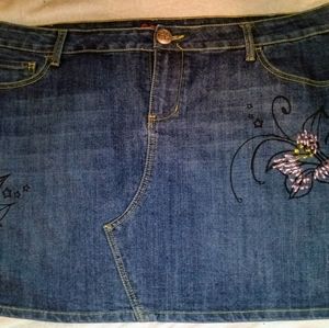 Jean Skirt with Flower stitch